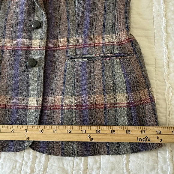VTG Retro Prep Wool Plaid Blazer Womans 8 Preppy New England Old Money Mod - Picture 6 of 10